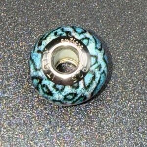 Pandora Blue and Black Leopard Print Bead
